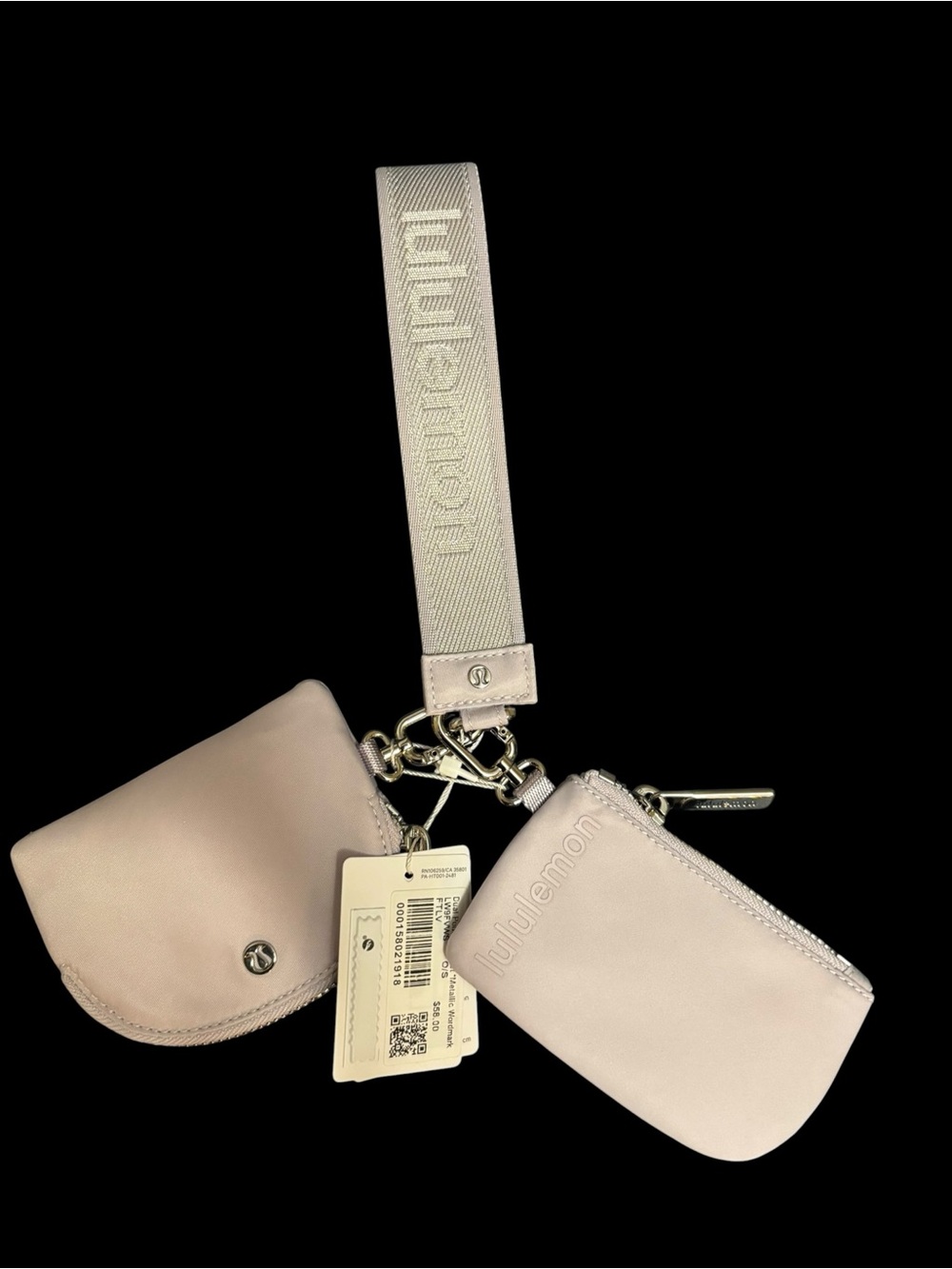 NWT lululemon dual pouch wristlet with metallic wordmark
